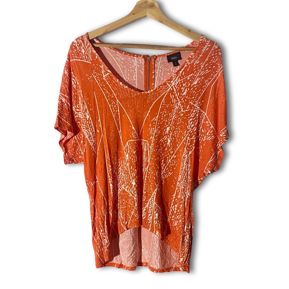 Massimo 100% Rayon Orange/White Boho Top